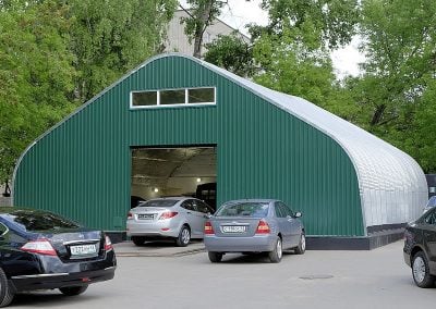 Large Green Garage Building