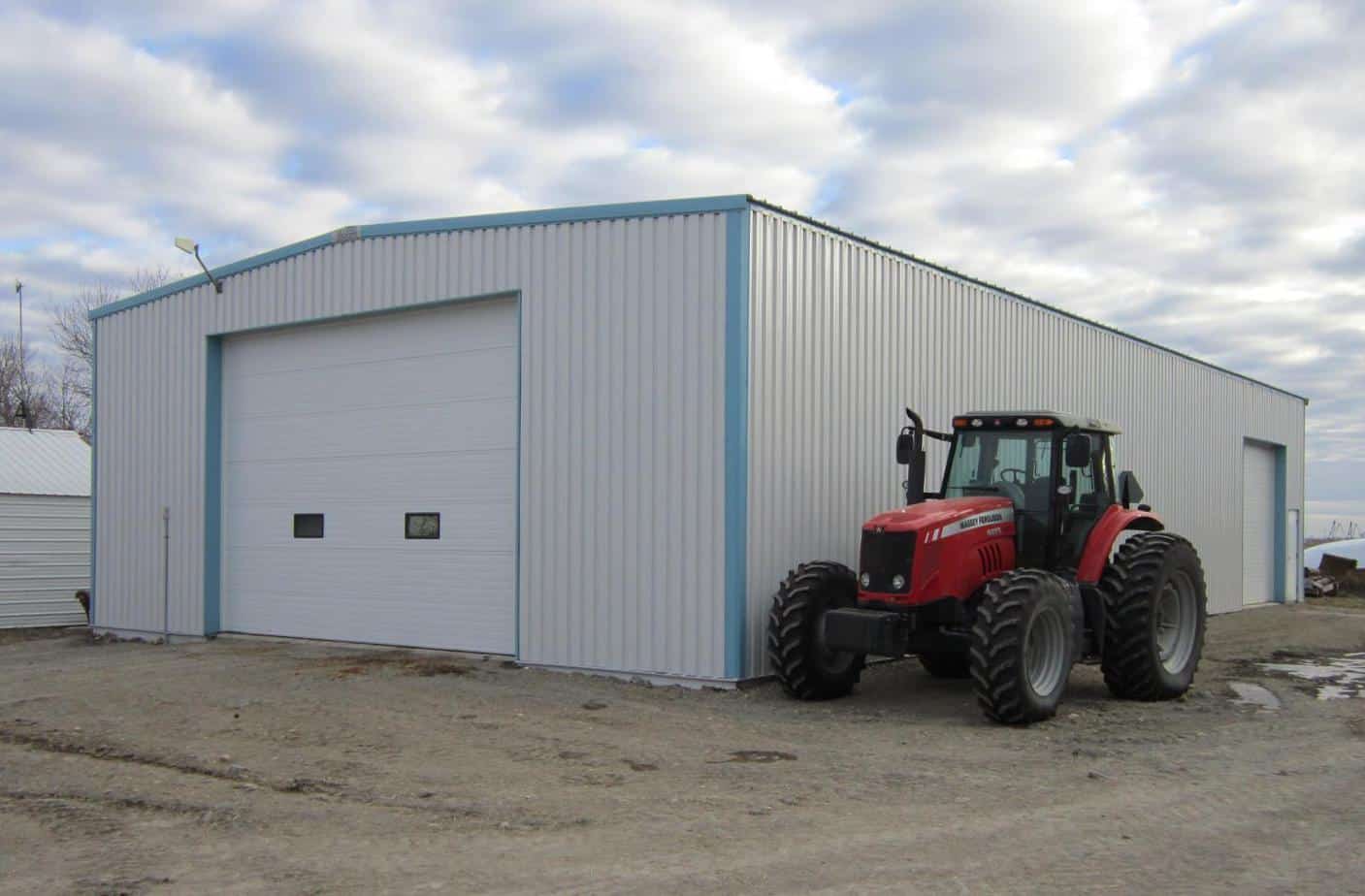 Steel Building with Tractor beside