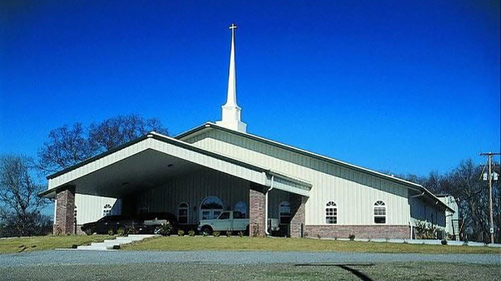 exterior of a steel church building