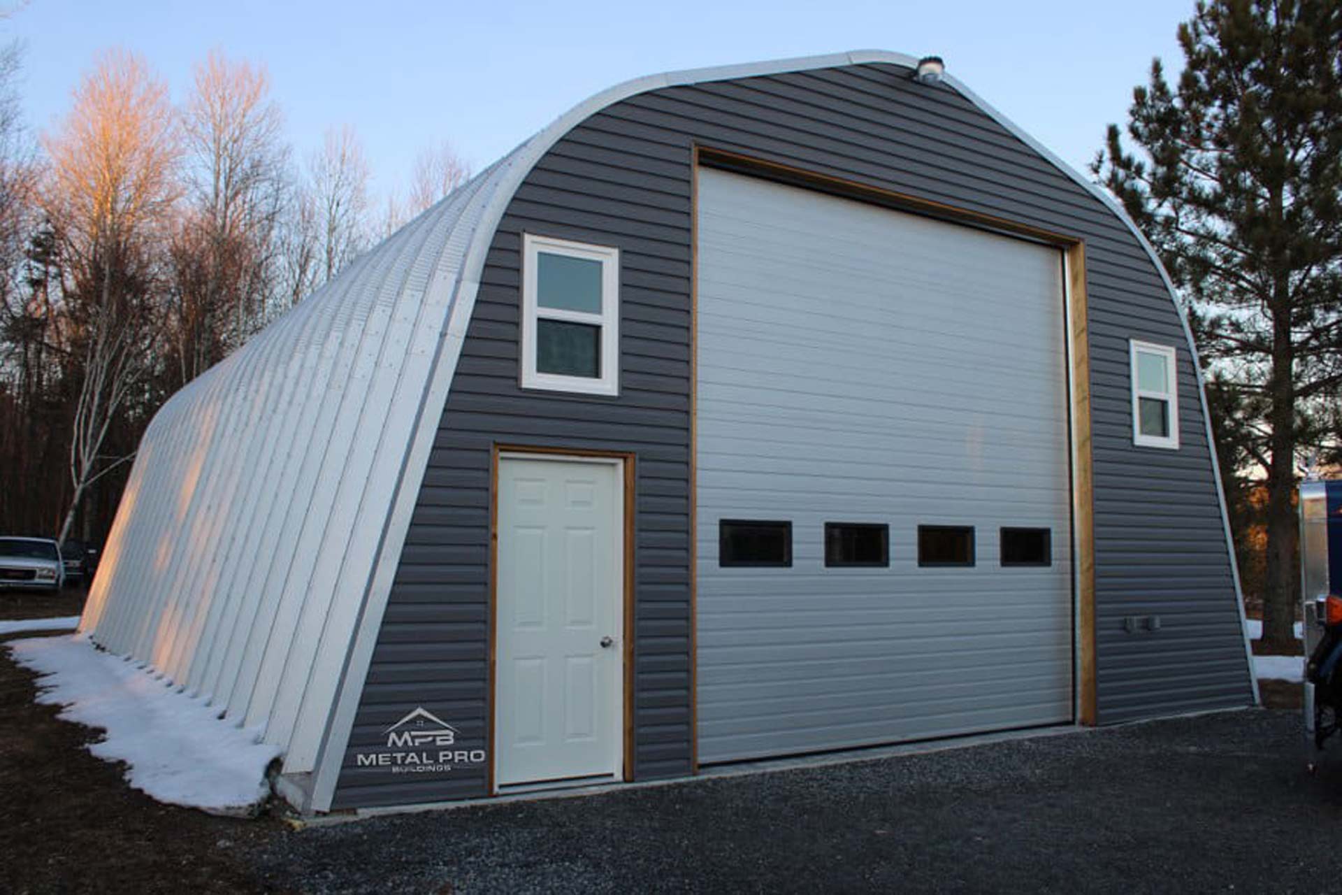 exterior of an alpine model quonset prefab garage building