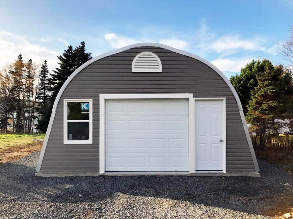 Example of one of our Quonset hut Alpine model garage packages for sale