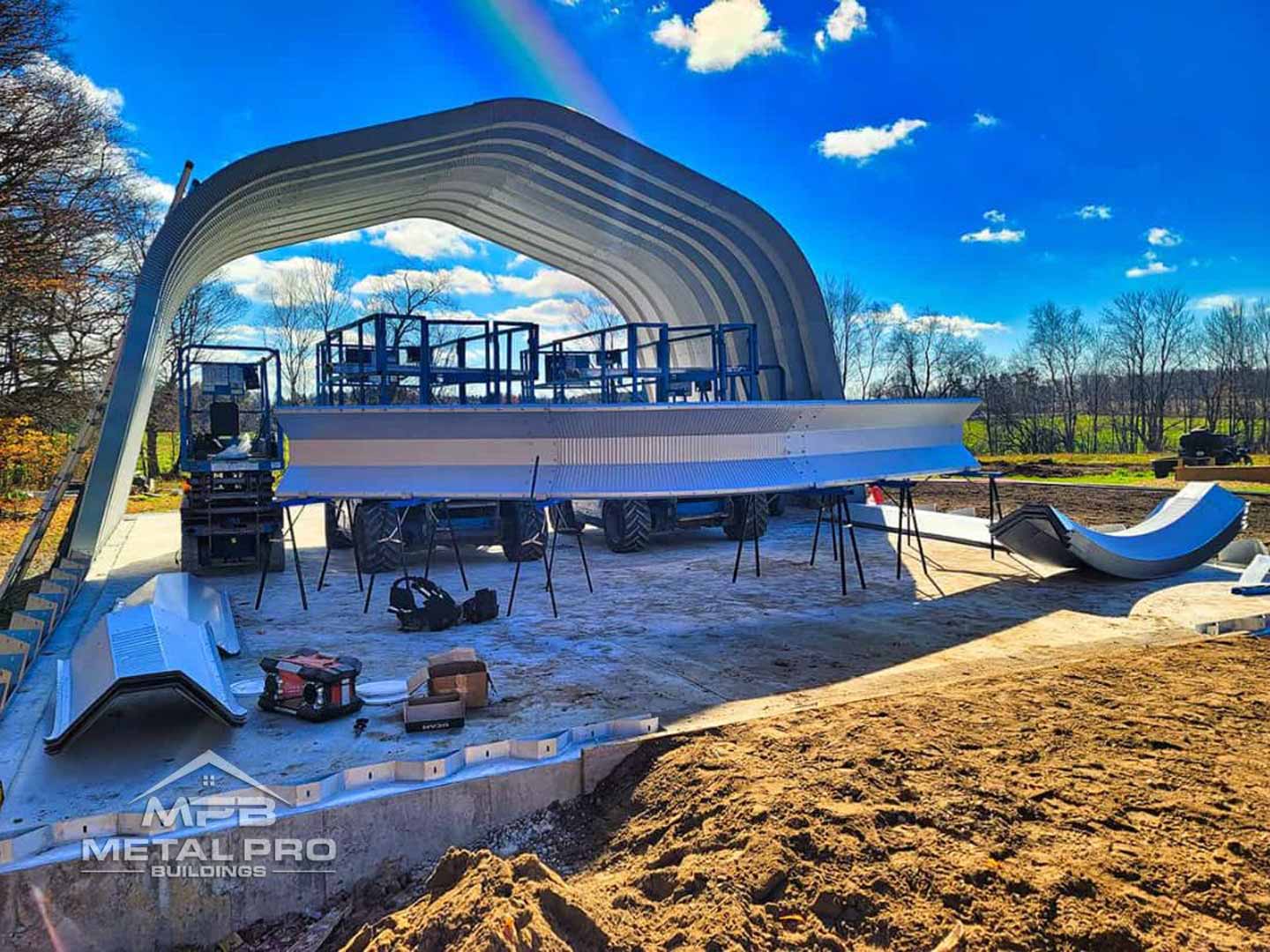 quonset garage building under construction