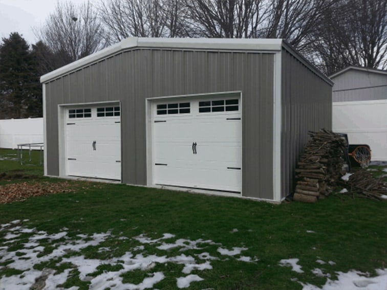 Prefab garage with two doors