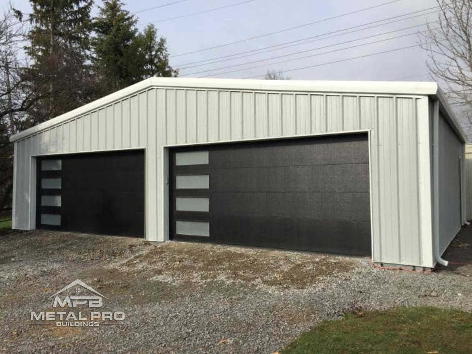 prefabricated garage steel building with two doors