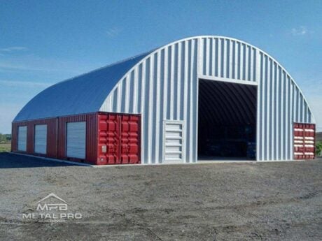 quonset hut shipping container cover with an open endwall