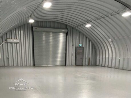 interior of a quonset hut warehouse building