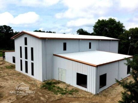 straight wall steel warehouse building painted in white