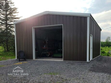 interior of a straight wall storage building painted brown