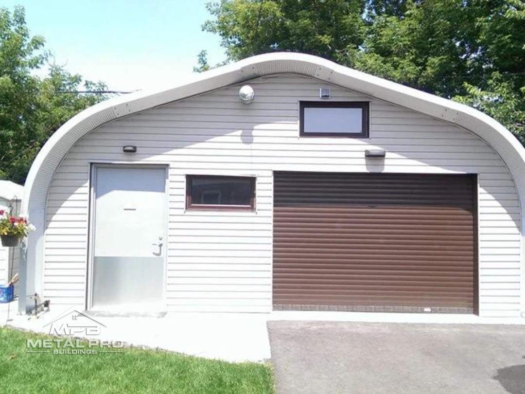 quonset hut econospan model garage building with garage and entry door