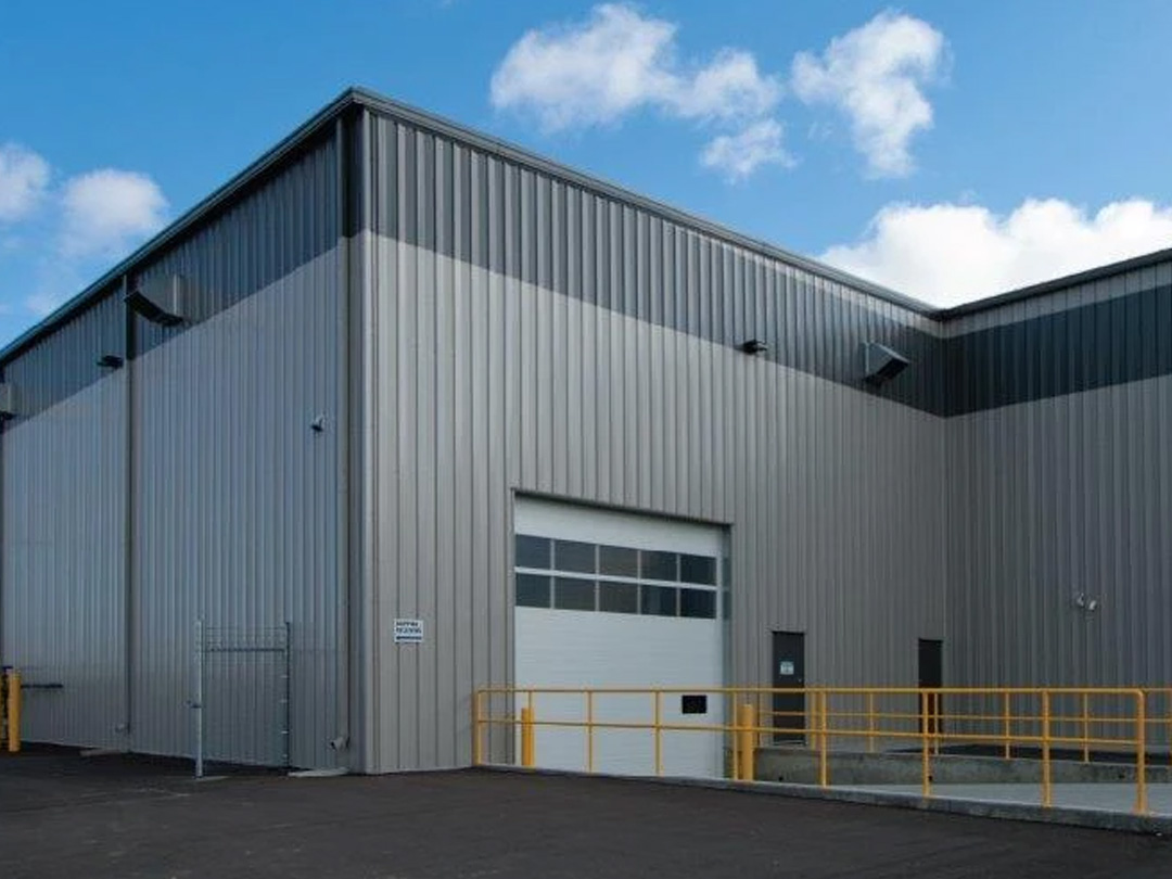 Exterior of commercial steel building.