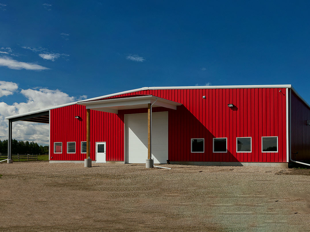 Interior of commercial steel building.