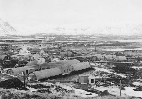 quonset huts at a u.s. base in the aleutian islands, alaska.