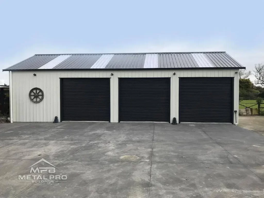 cfs farm storage with beige wall liners and three garage doors