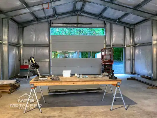 interior of a cfs steel building on top of a prefab building foundation