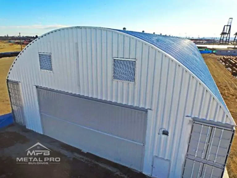 aerial view of a quonset hut warehouse building