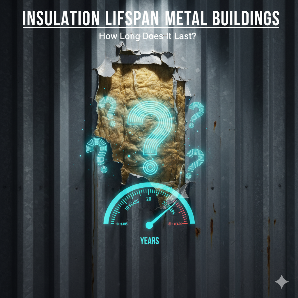 Metal building insulation lifespan gauge with question marks