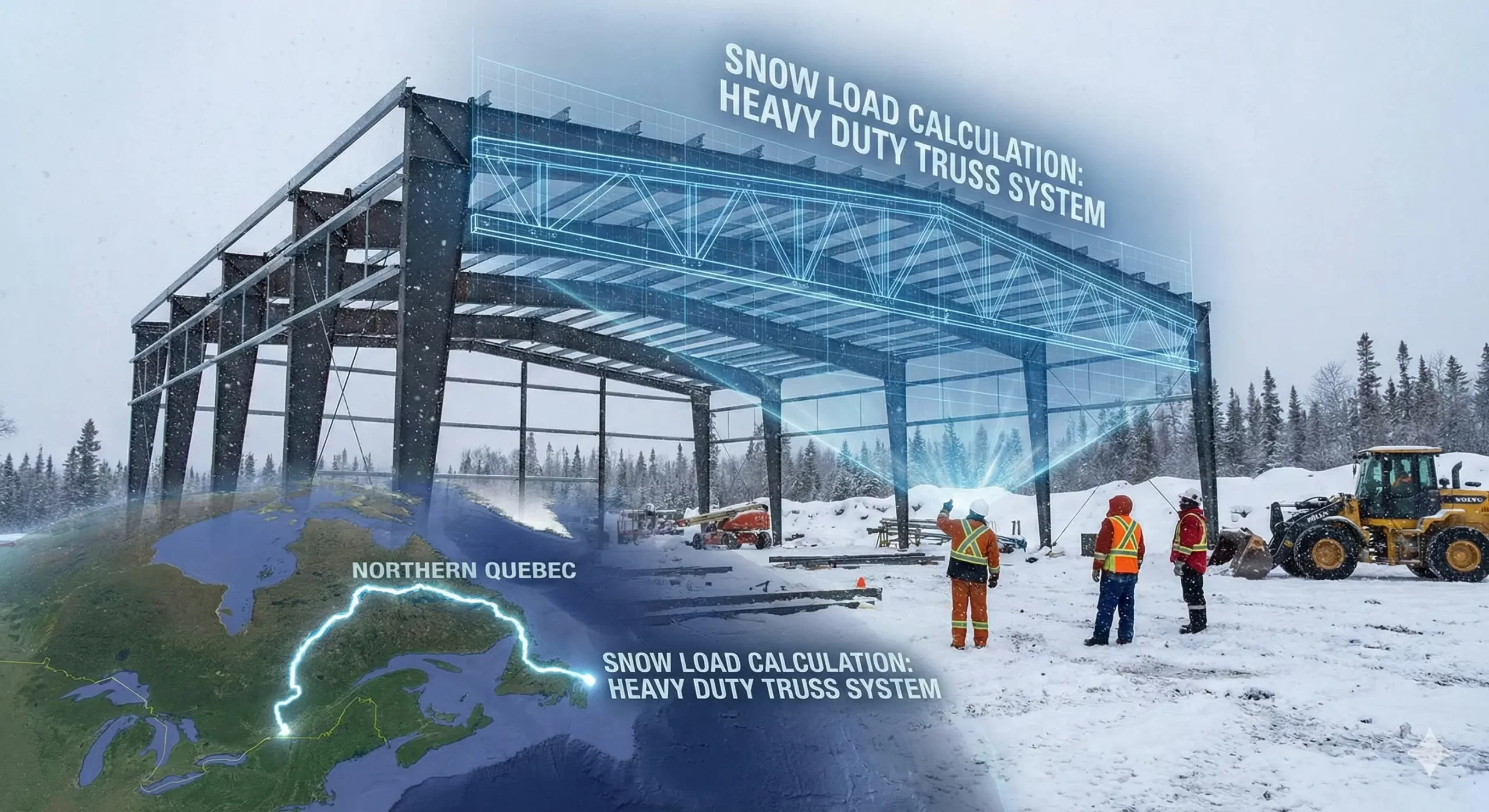 Infographic: Heavy duty truss system for snow load calculations in Northern Quebec.