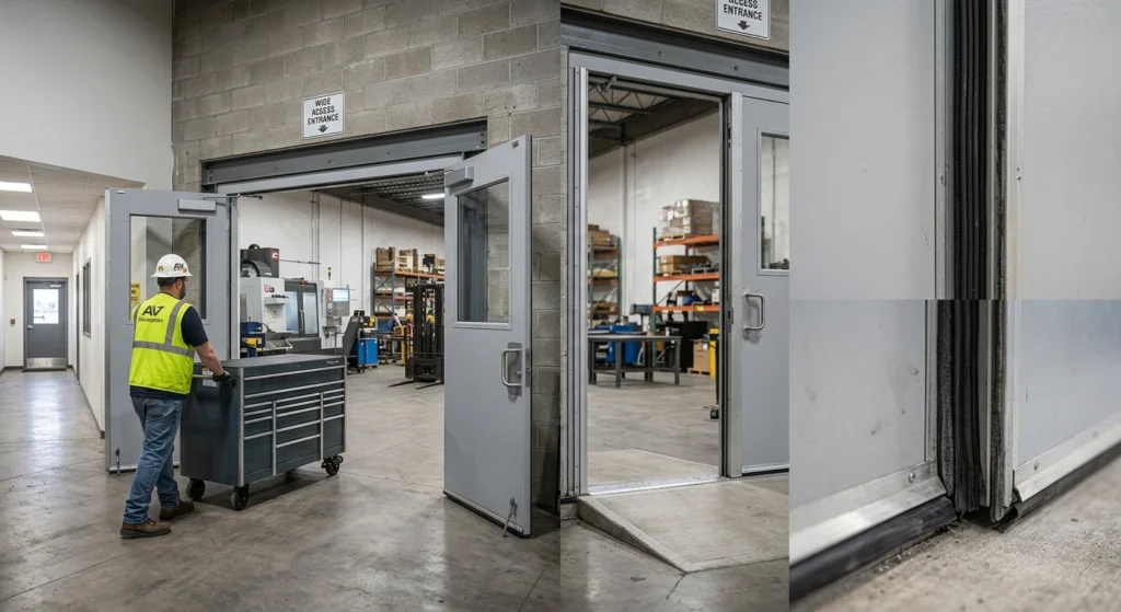 Choosing the Right Man-Doors and Walk-In Access for Steel Buildings 6 Double Man Doors and Wide Access
