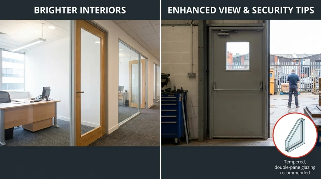 Choosing the Right Man-Doors and Walk-In Access for Steel Buildings 3 Glazed and Half Lite Doors