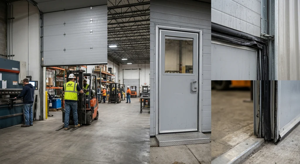 Choosing the Right Man-Doors and Walk-In Access for Steel Buildings 5 Walk In Doors Built into Overhead or Sliding Doors