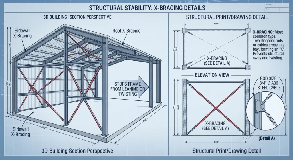 How to Verify Your Steel Building Has Every Brace on the Engineered Print 1 brace1